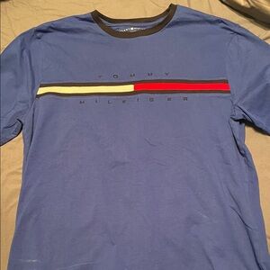 Tommy Hilfiger Blue Tee with Red and White Stripe